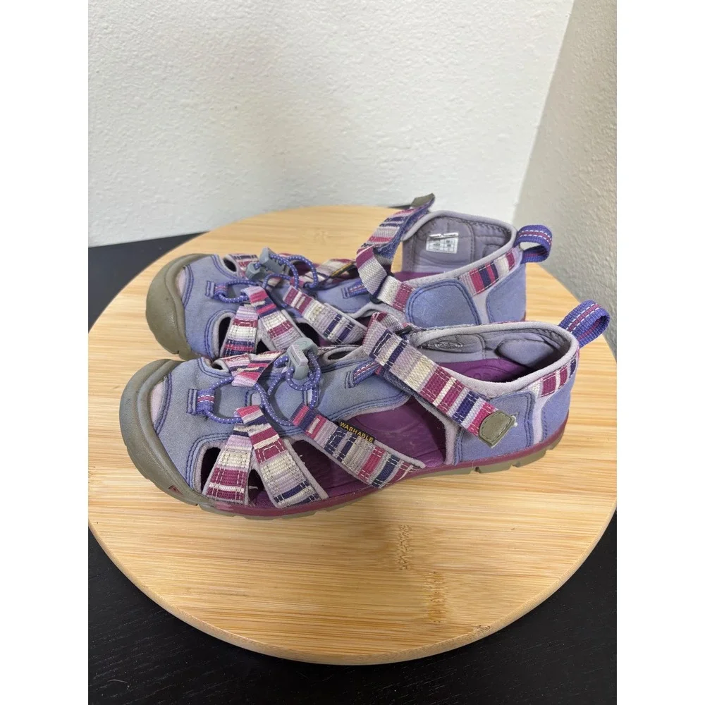 Keen Seacamp II CNX Raya Sandals Kids Size 4 Purple Striped Water Shoes Hiking